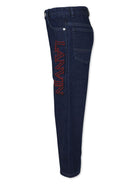 Jeans con ricamo per bambino Lanvin Enfant blu con passanti - Rubino Kids