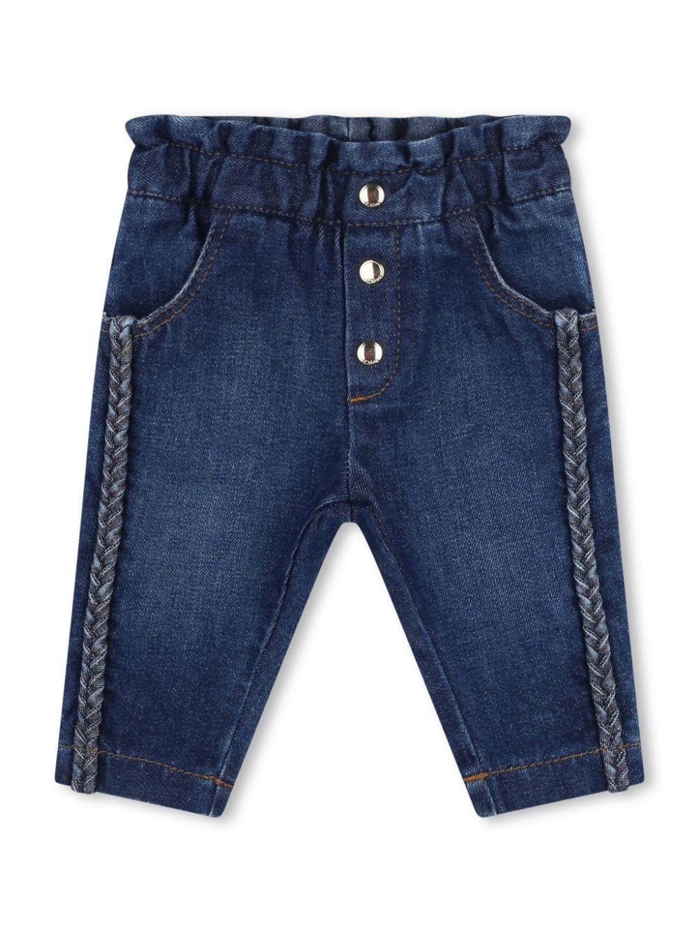 Jeans con ricamo per neonata Chloé Kids blu con logo sul retro - Rubino Kids