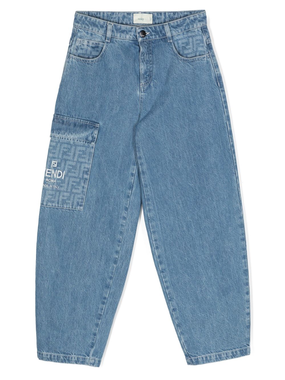 Jeans con ricamo sul taschone - Rubino Kids