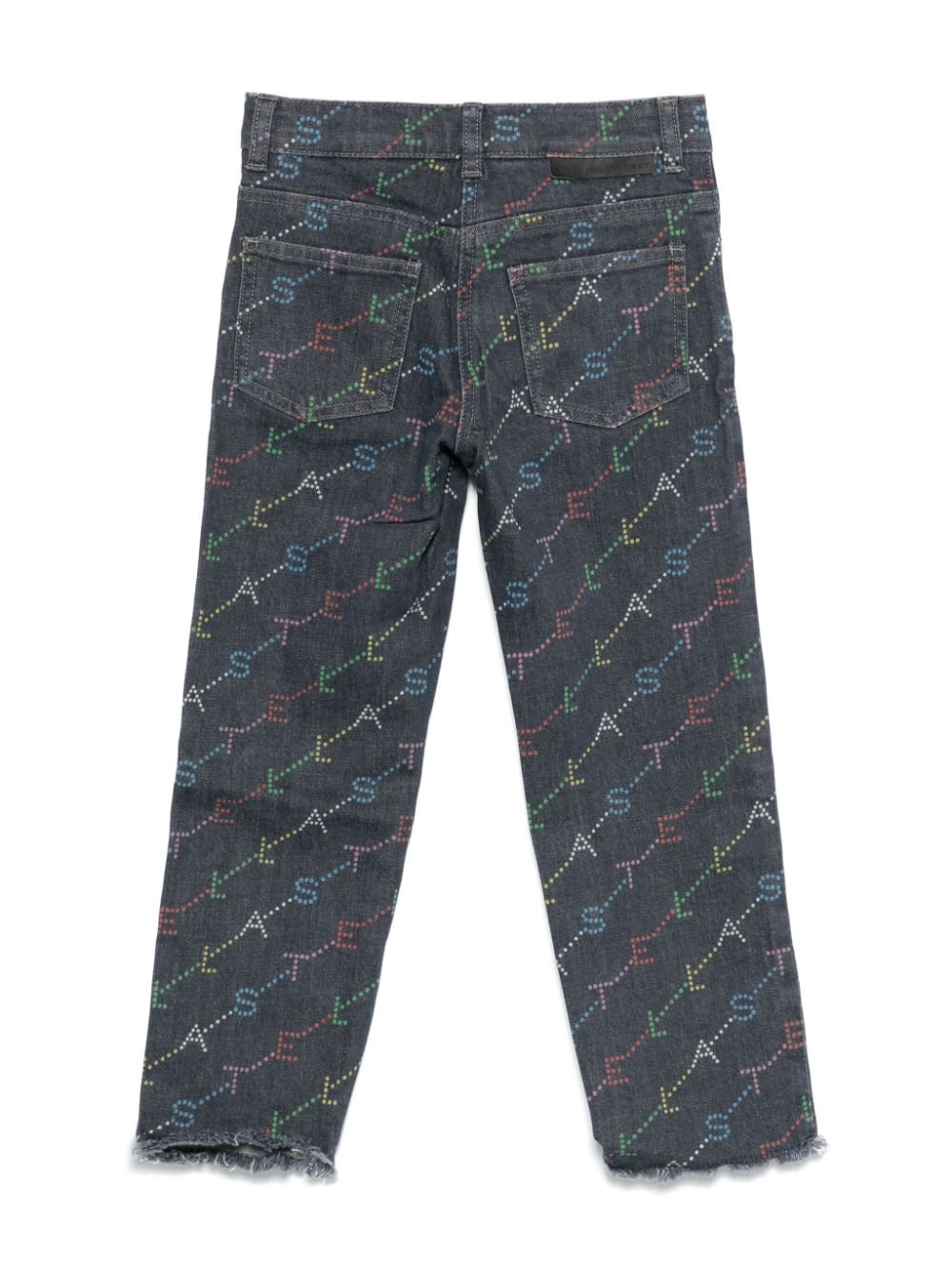 Jeans con stampa logo per bambina Stella McCartney Kids blu con passanti per cintura - Rubino Kids