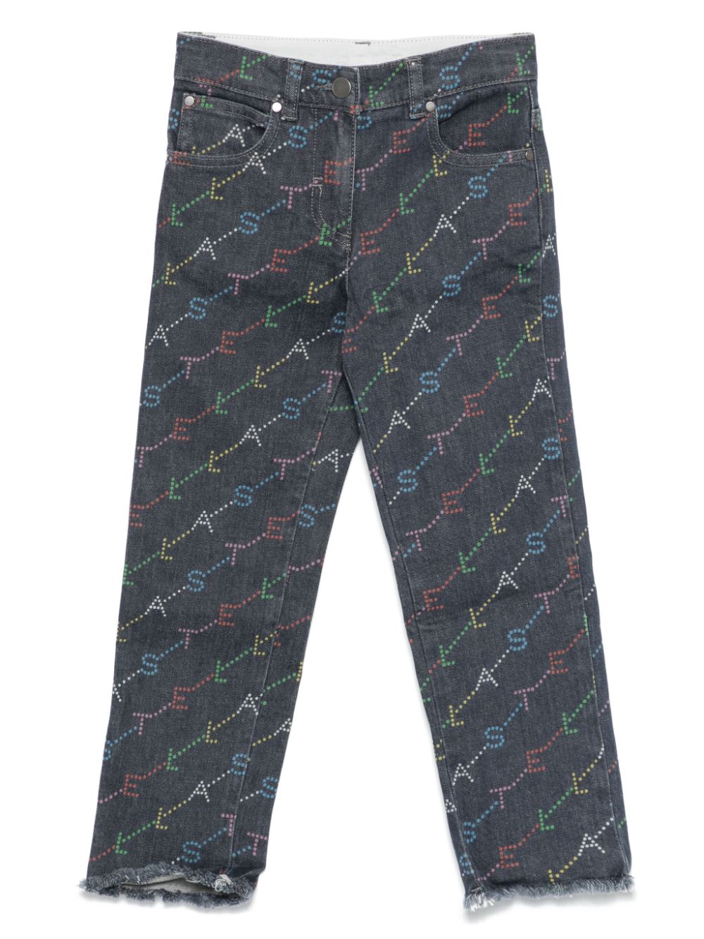 Jeans con stampa logo per bambina Stella McCartney Kids blu con passanti per cintura - Rubino Kids