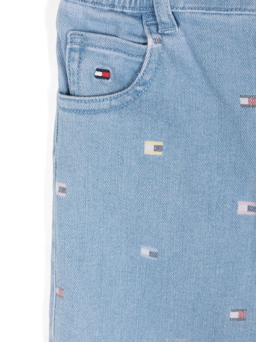 Jeans con stampa logo per neonato Tommy Hilfiger Junior blu con passanti per cintura - Rubino Kids