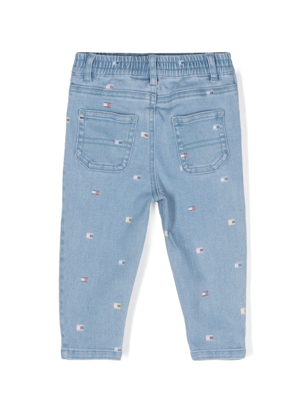 Jeans con stampa logo per neonato Tommy Hilfiger Junior blu con passanti per cintura - Rubino Kids