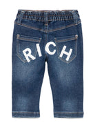 Jeans con stampa per neonato John Richmond Junior blu con passanti - Rubino Kids