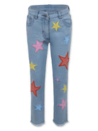 Jeans con toppa a stella per bambina Stella McCartney Kids denim con dettagli con frange - Rubino Kids