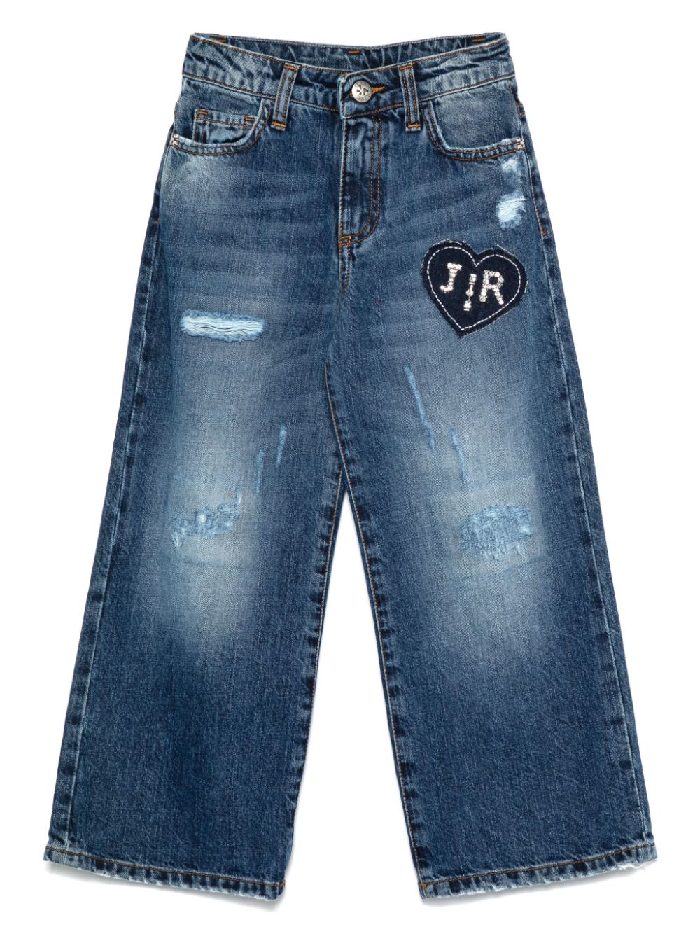 Jeans con toppa con logo per bambina John Richmond blu con effetto consumato - Rubino Kids