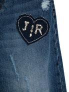 Jeans con toppa con logo per bambina John Richmond blu con effetto consumato - Rubino Kids