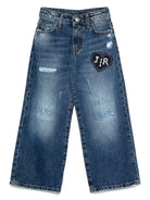 Jeans con toppa con logo per bambina John Richmond blu con effetto consumato - Rubino Kids