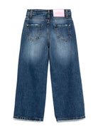 Jeans con toppa con logo per bambina John Richmond blu con effetto consumato - Rubino Kids