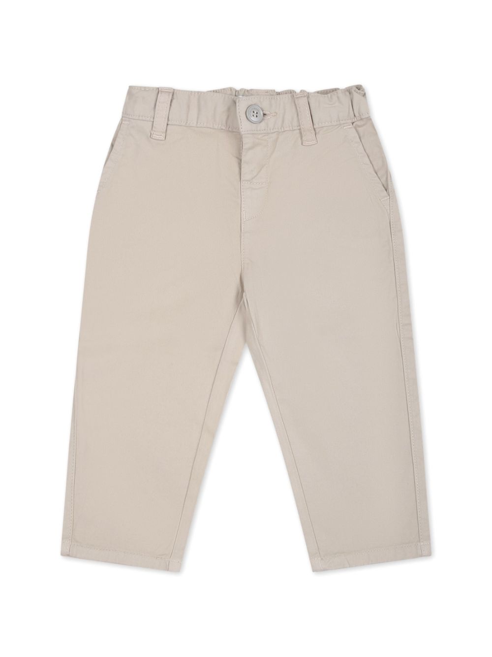 Jeans con vita elasticizzata per neonato Emporio Armani Kids beige con placca con logo - Rubino Kids