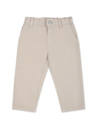 Jeans con vita elasticizzata per neonato Emporio Armani Kids beige con placca con logo - Rubino Kids