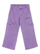 Jeans dritti con ricamo per bambina Palm Angels Kids con misto cotone - Rubino Kids