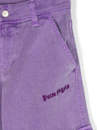 Jeans dritti con ricamo per bambina Palm Angels Kids con misto cotone - Rubino Kids