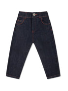 Jeans dritti con ricamo per neonato Missoni Kids blu con logo sul retro - Rubino Kids