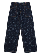 Jeans dritti per bambina Philosophy Di Lorenzo Serafini Kids in denim a fiori - Rubino Kids