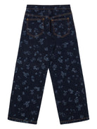 Jeans dritti per bambina Philosophy Di Lorenzo Serafini Kids in denim a fiori - Rubino Kids