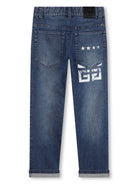 Jeans dritti per bambino Givenchy Kids in denim con stampa 4G - Rubino Kids