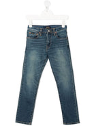 Jeans dritti per bambino Ralph Lauren Kids in denim modello con vita media - Rubino Kids