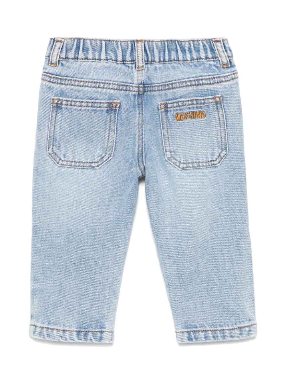 Jeans dritti per neonato Moschino Kids denim con vita elasticizzata - Rubino Kids