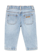 Jeans dritti per neonato Moschino Kids denim con vita elasticizzata - Rubino Kids