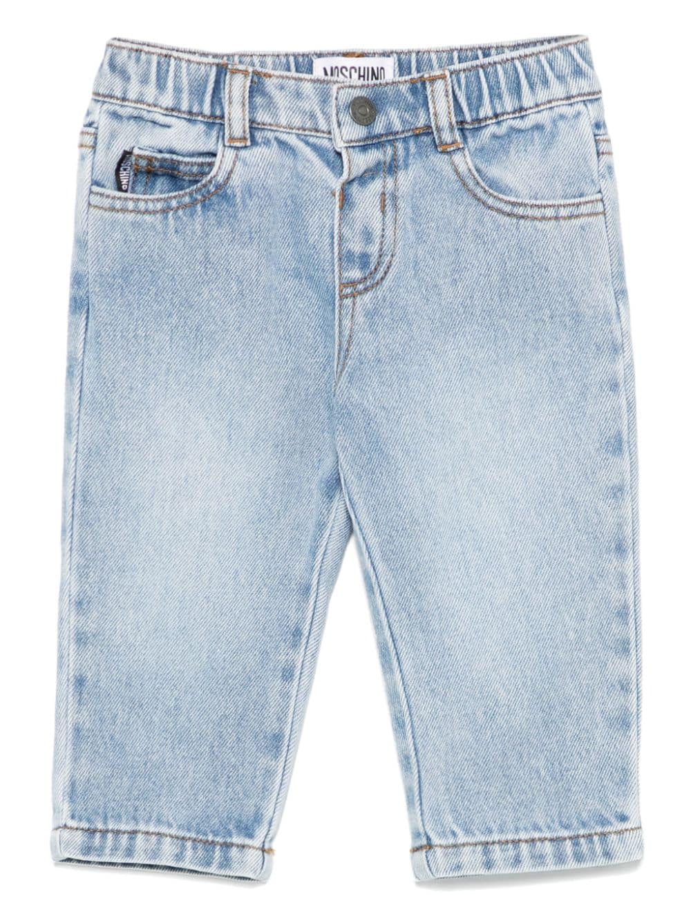 Jeans dritti per neonato Moschino Kids denim con vita elasticizzata - Rubino Kids