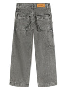 Jeans Logo Curvo per bambino Palm Angels Kids grigio con passanti - Rubino Kids