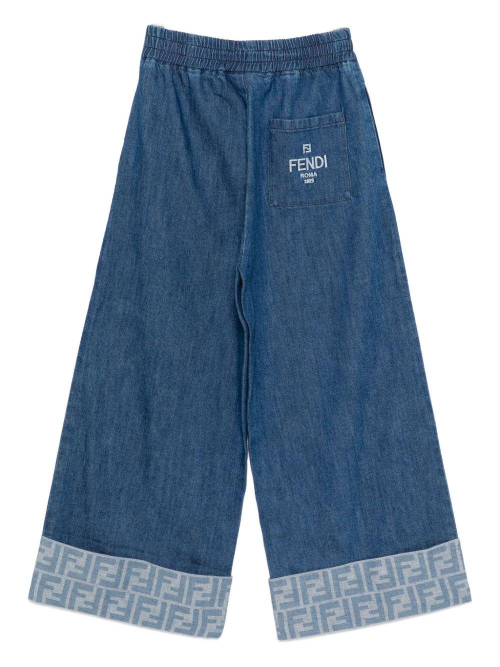 Jeans per bambina Fendi Kids in denim con motivo FF - Rubino Kids