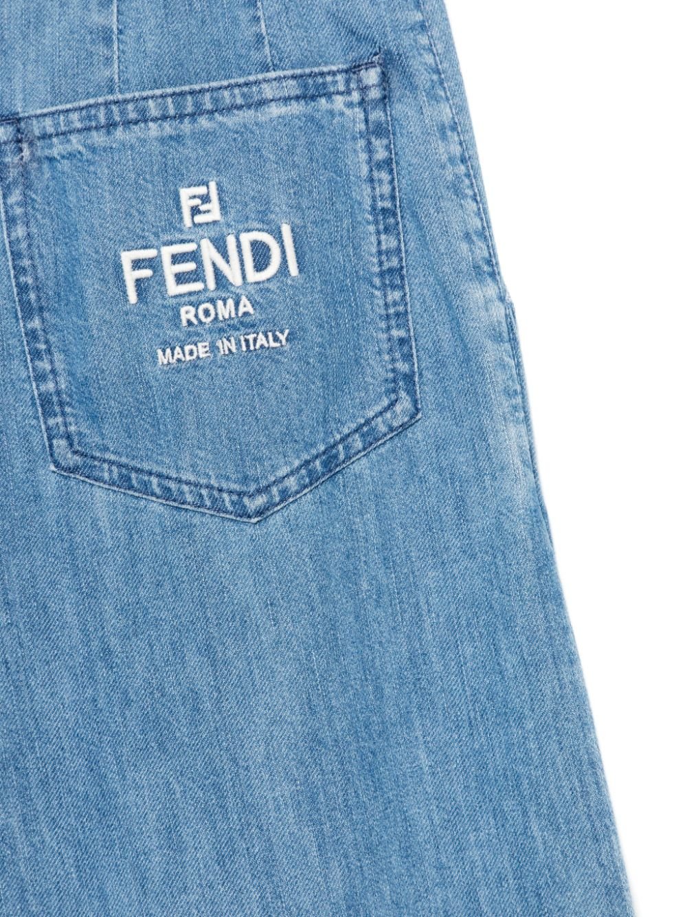 Jeans per bambina Fendi Kids in denim modello svasato con risvolto - Rubino Kids