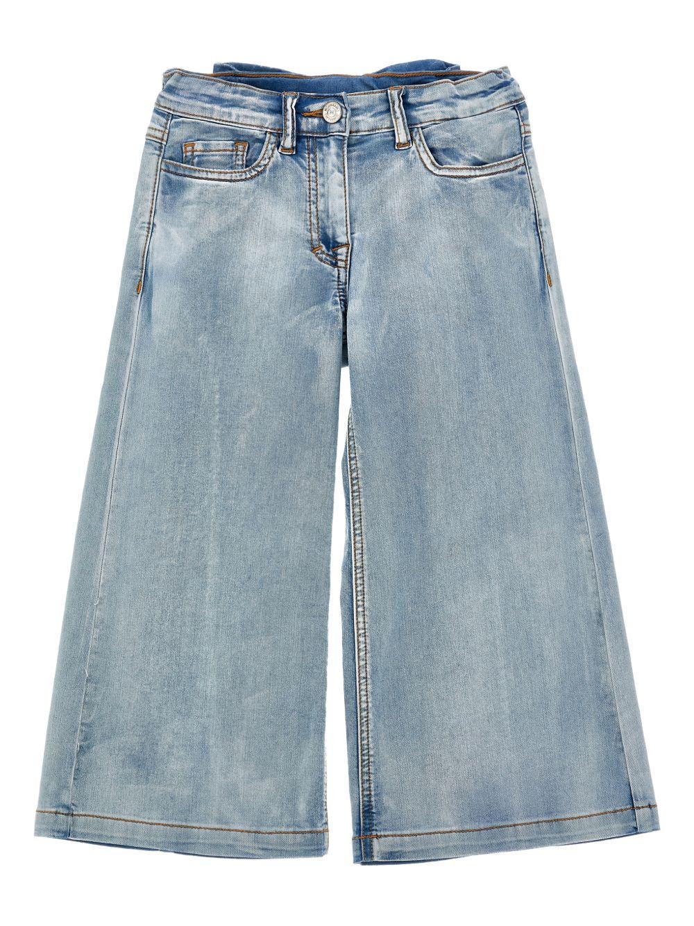 Jeans per bambina Monnalisa denim con dettaglio fiocco sul retro - Rubino Kids