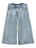 Jeans per bambina Monnalisa denim con dettaglio fiocco sul retro - Rubino Kids