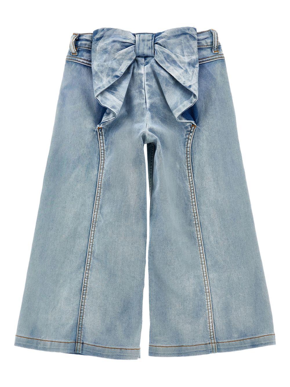 Jeans per bambina Monnalisa denim con dettaglio fiocco sul retro - Rubino Kids