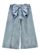 Jeans per bambina Monnalisa denim con dettaglio fiocco sul retro - Rubino Kids