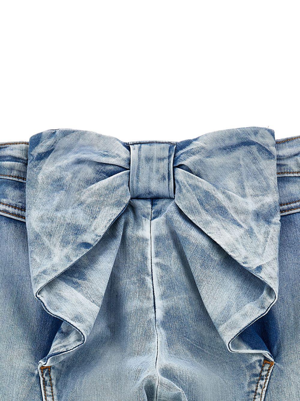 Jeans per bambina Monnalisa denim con dettaglio fiocco sul retro - Rubino Kids