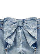 Jeans per bambina Monnalisa denim con dettaglio fiocco sul retro - Rubino Kids
