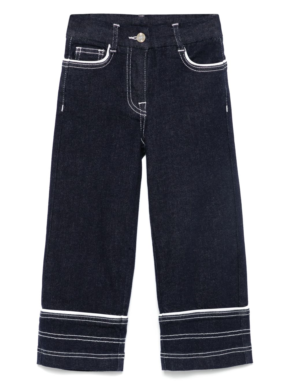 Jeans per bambina Monnalisa in denim con profili a contrasto - Rubino Kids