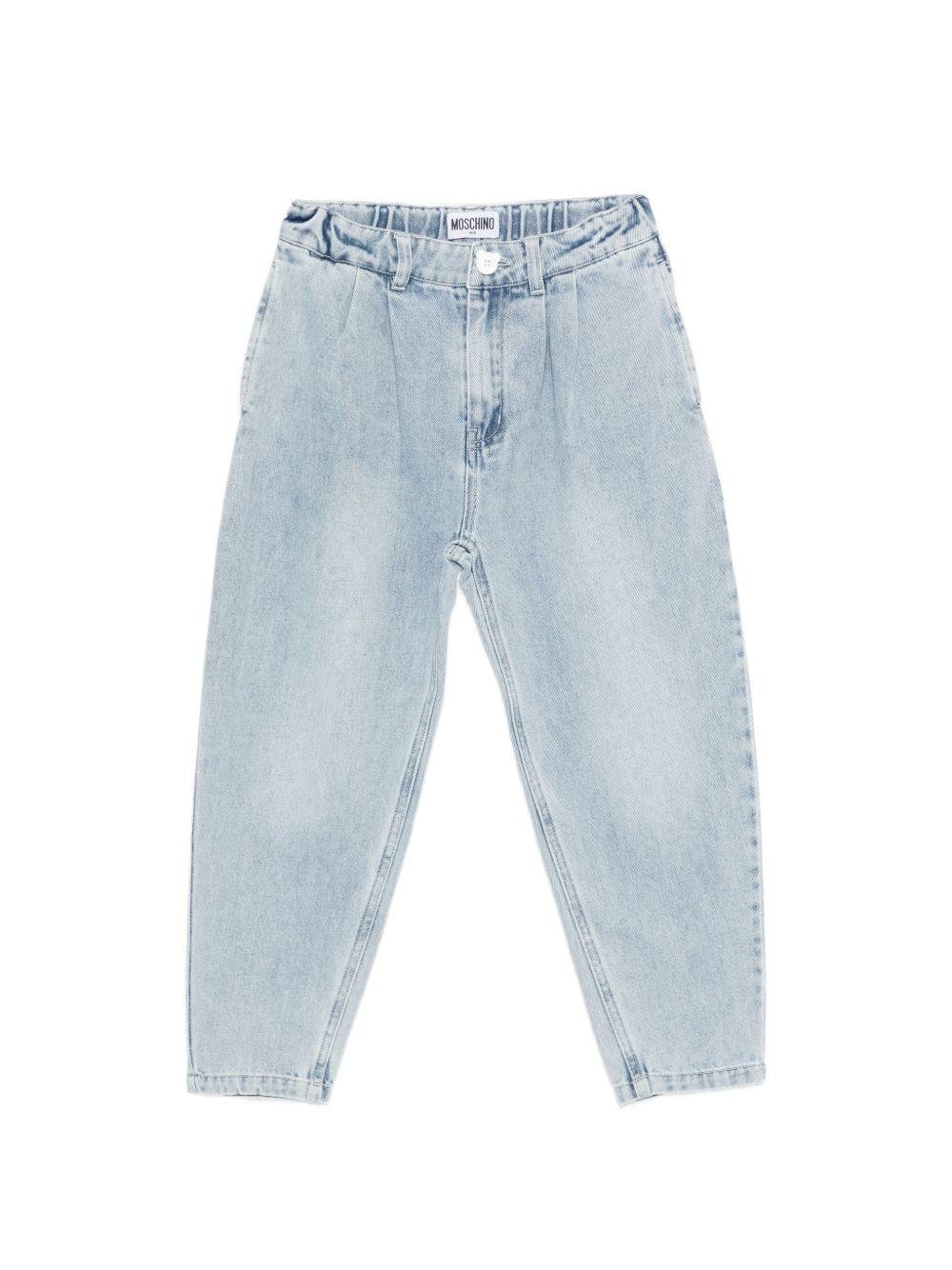 Jeans per bambina Moschino Kids azzurro con stampa ciliegie sul retro - Rubino Kids