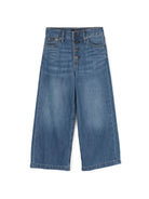 Jeans per bambina Ralph Lauren Kids in denim a gamba ampia con ricamo - Rubino Kids