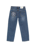 Jeans per bambina Roberto Cavalli Kids denim con logo sul retro - Rubino Kids