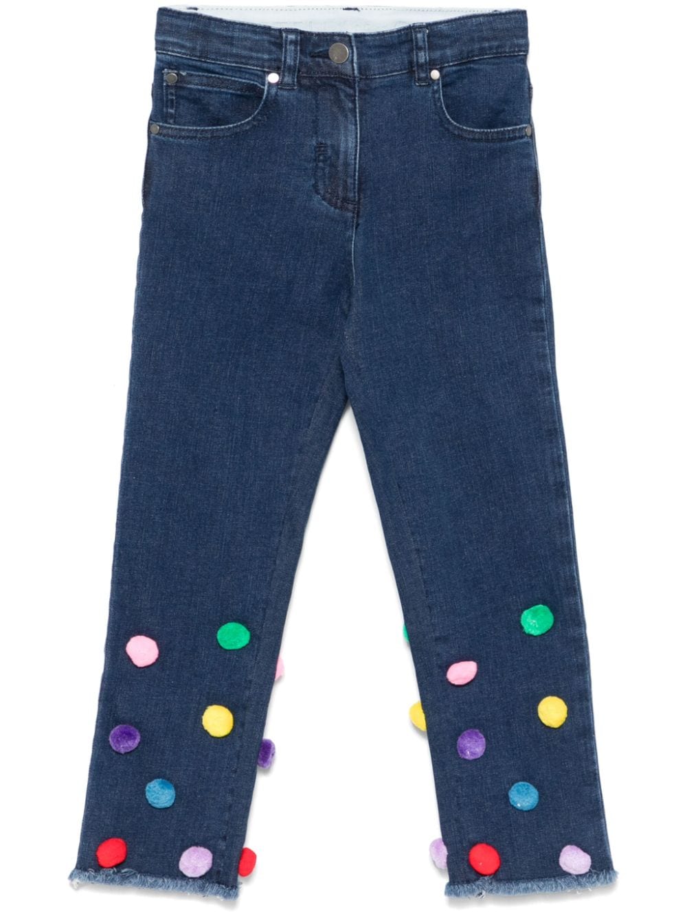 Jeans per bambina Stella McCartney Kids denim con dettagli pompon - Rubino Kids