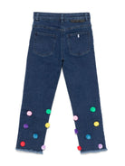 Jeans per bambina Stella McCartney Kids denim con dettagli pompon - Rubino Kids