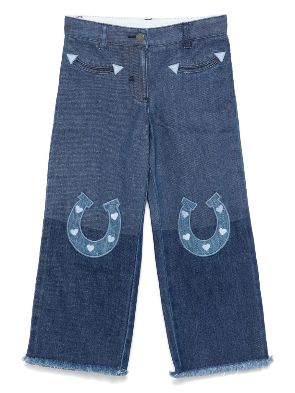 Jeans per bambina Stella McCartney Kids in denim blu con applicazione sul davanti - Rubino Kids