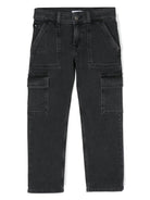 Jeans per bambino Calvin Klein Kids in denim grigio a gamba dritta con toppa con logo - Rubino Kids