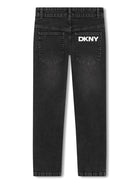 Jeans per bambino Dkny Kids nero con stampa con logo sul retro - Rubino Kids