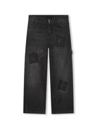 Jeans per bambino Givenchy Kids in denim nero con motivo 4G con vita regolabile - Rubino Kids