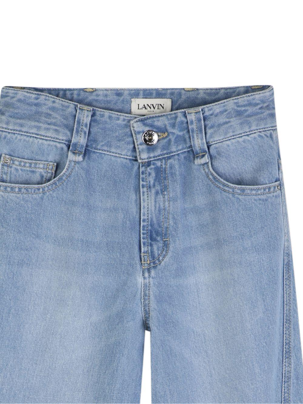 Jeans per bambino Lanvin Enfant azzurro con dettaglio logo - Rubino Kids