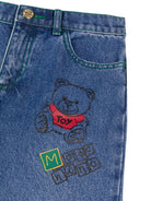 Jeans per bambino Moschino Kids in denim con stampa Teddy Bear - Rubino Kids