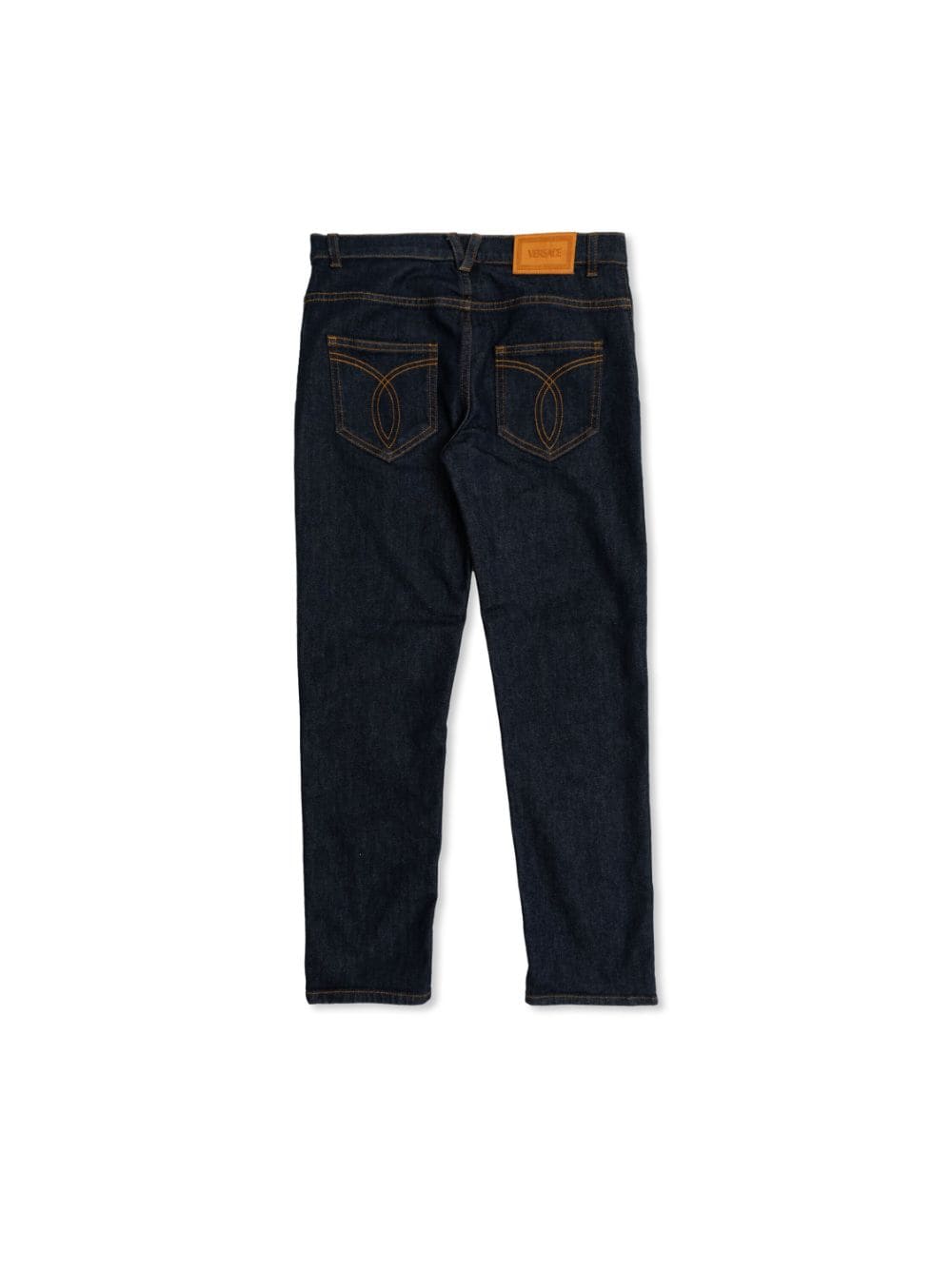 Jeans per bambino Versace Kids in denim blu a gamba dritta a vita media - Rubino Kids