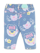 Jeans per neonata Billieblush azzurro con stampa all over - Rubino Kids