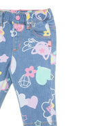 Jeans per neonata Billieblush azzurro con stampa all over - Rubino Kids