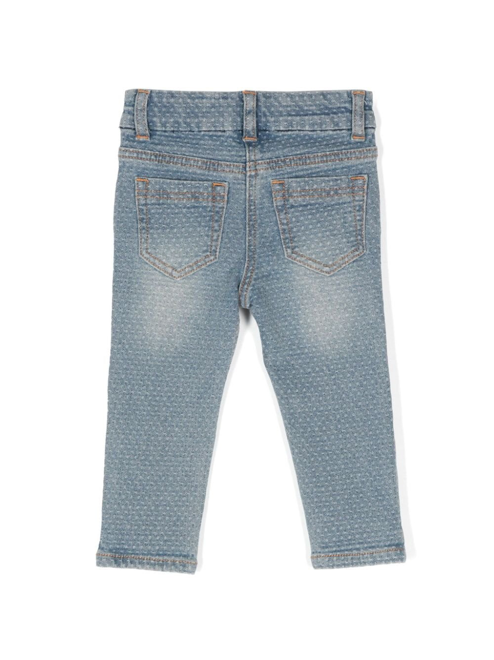 Jeans per neonata Monnalisa in denim con ricamo Teddy Bear - Rubino Kids